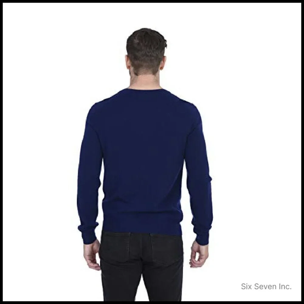 Men's V-Neck Cashmere Sweater Classic Pullover Long Sleeve Elegant Minimal